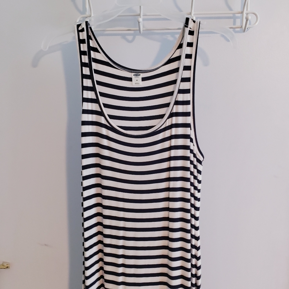 Long striped maxi dress with color block